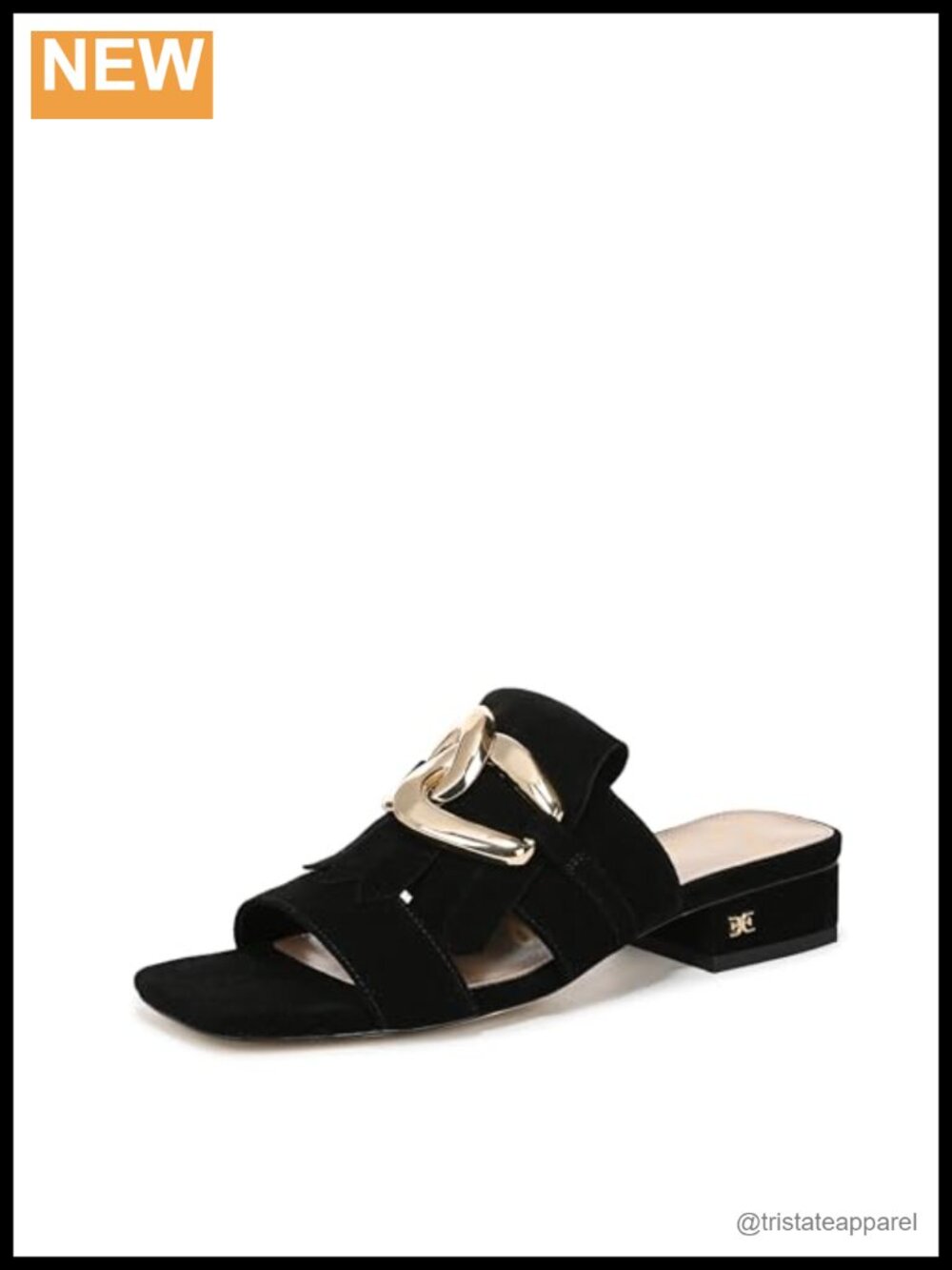 Sam Edelman Darby Leather Slide Block Heel Sandal Fringe Buckle